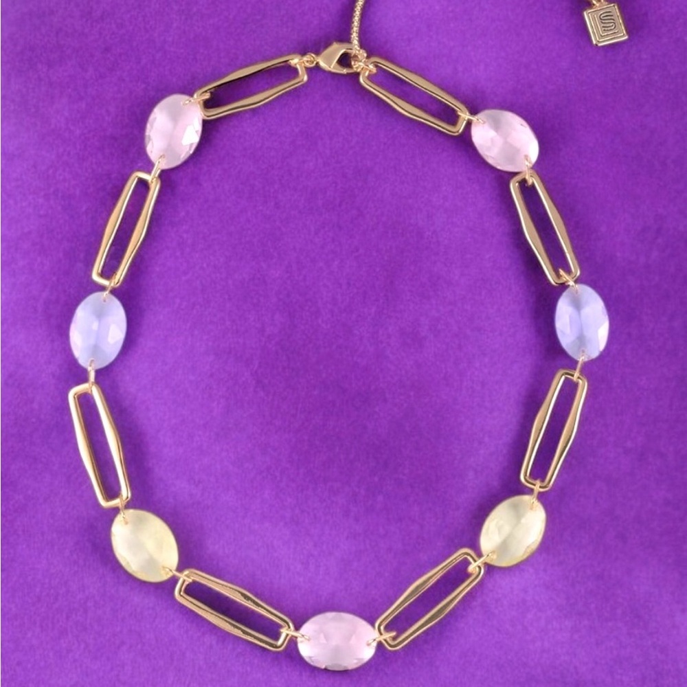Laundry By Shelli Segal Pastel Gemstone Necklace with Gold Links